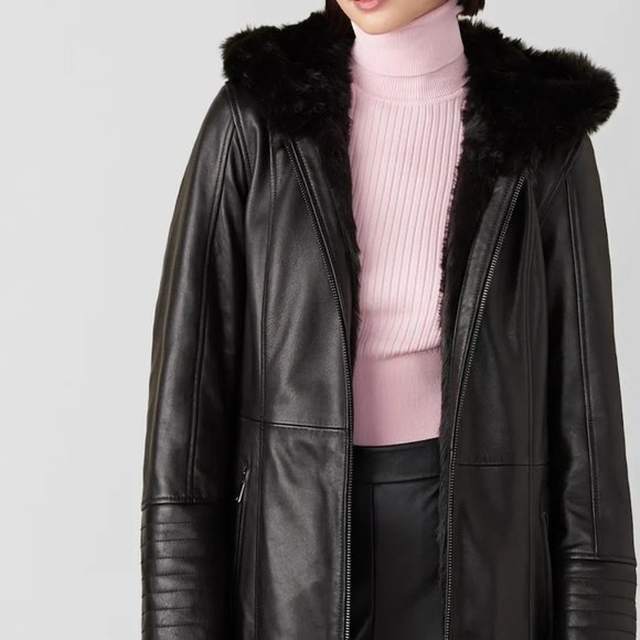 Andrew Marc Vintage Leather Winter Jacket with Fur Lining - Picture 1 of 11